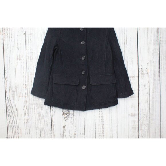 LL Bean Bellandi Boiled Wool Coat Jacket Blue Size M - Picture 3 of 10